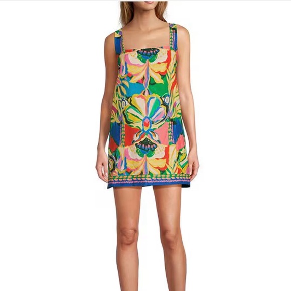 ANTONIO MELANI Dresses & Skirts - Antonio Melani Eliana Printed Linen Blend Straight Neck Shift Dress
